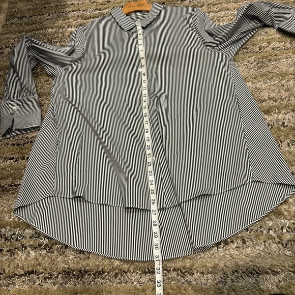 NWT Chicos 2 (large) drama poplin tunic striped button front shirt top - Picture 10 of 11